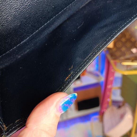 Vintage Gucci Dark Midnight Blue Wax Calf Leather Gold Turn Lock Wallet w/Box - Picture 9 of 16